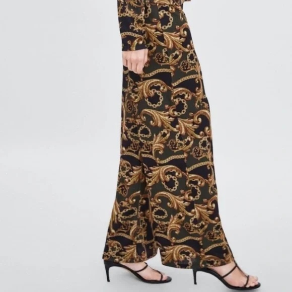 New Zara Trafalu Wide leg chain-link pants - Picture 3 of 8